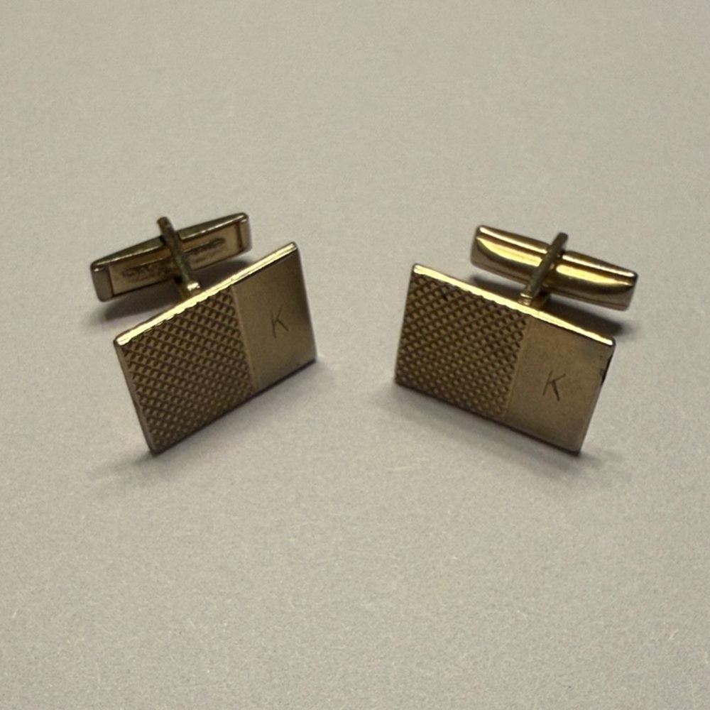 Gold Tone Pat Pend Designer Fine Jewelry Men's Cuff Links Accessory